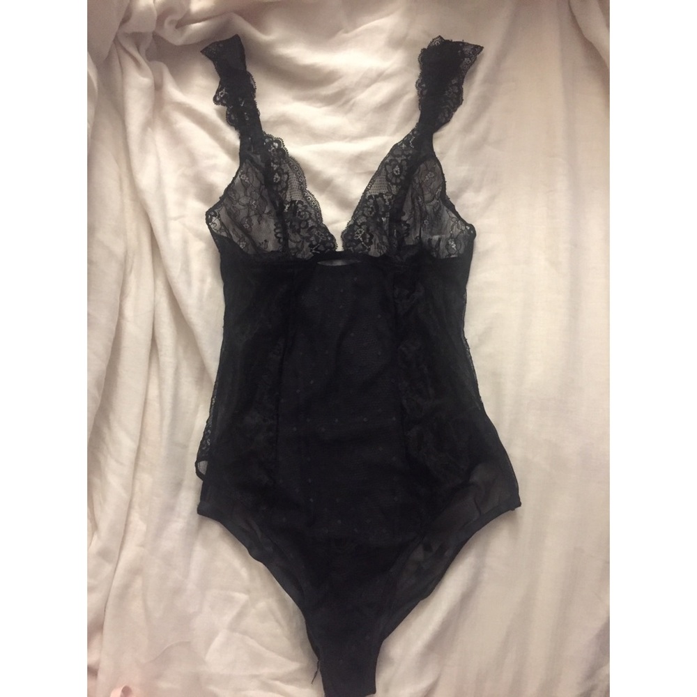 black sheer lacy bodysuit